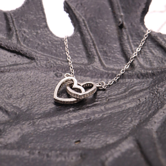 Hartjes ketting (2 hartjes) Zilver 925 Sfeerbeeld