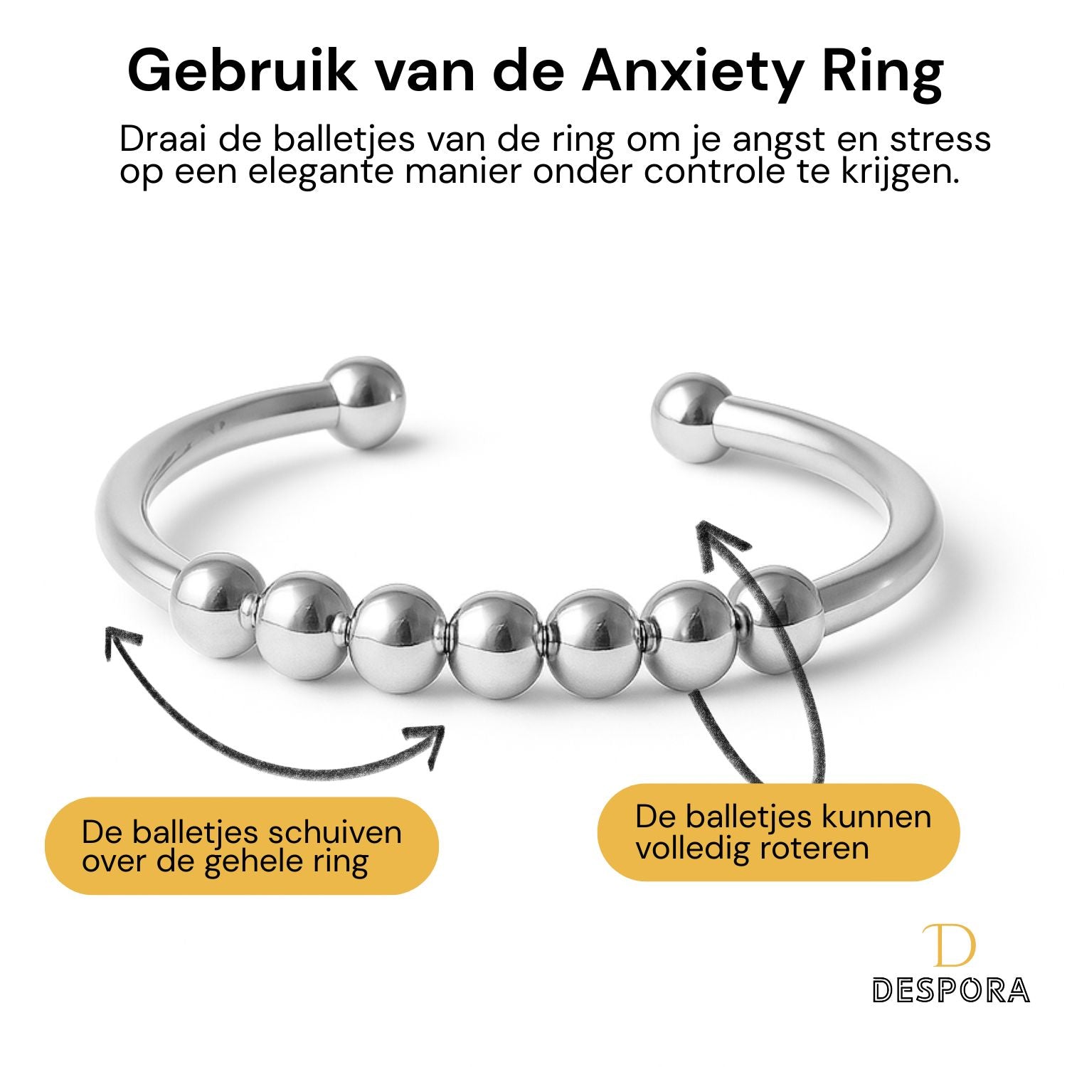 Anxiety Ring zilver kleurig (RVS) one size gebruik