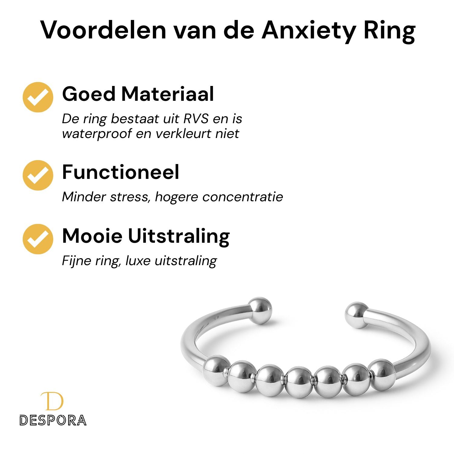 Anxiety Ring zilver kleurig (RVS) one size voordelen