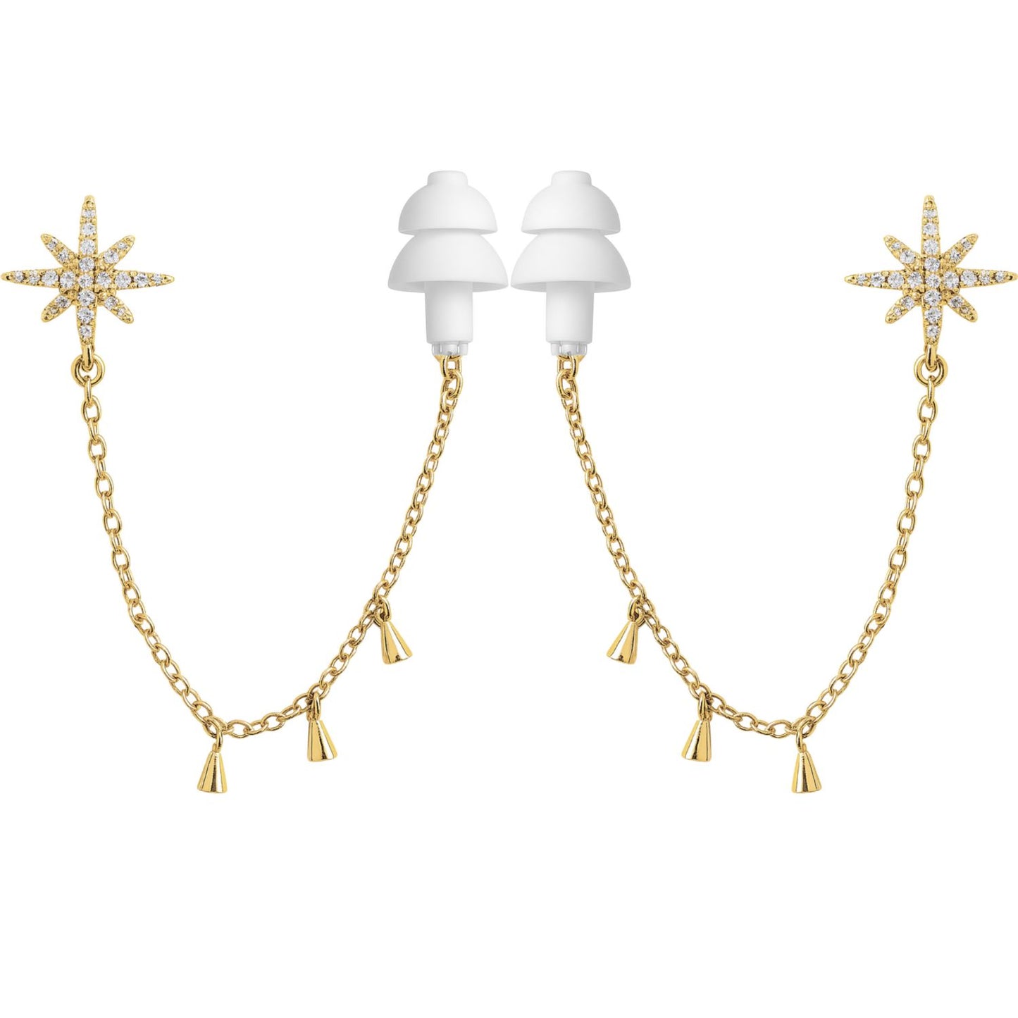 Earcuffs Voor Oordopjes (Ster Kwastjes) Goudkleurig