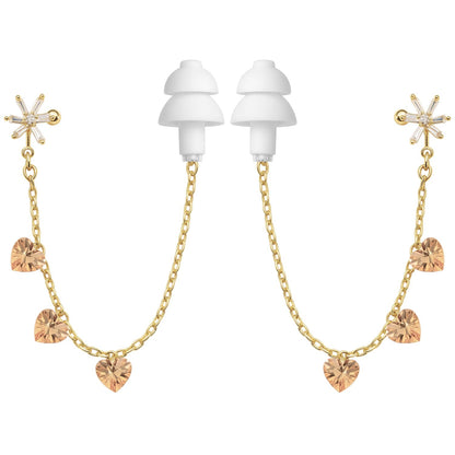 Earcuffs Voor Oordopjes (vlok hartjes) Goudkleurig