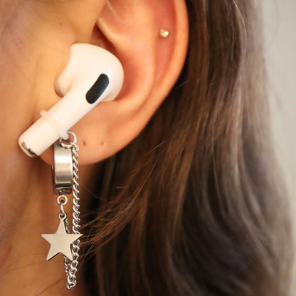 Oorbellen Voor Oordopjes (Ster) Zilver RVS