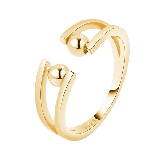 Anxiety Ring Bolletjes Zilver 925 gold plated