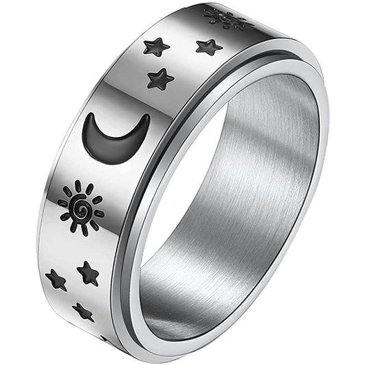 Anxiety Ring (ster maan) Zilver
