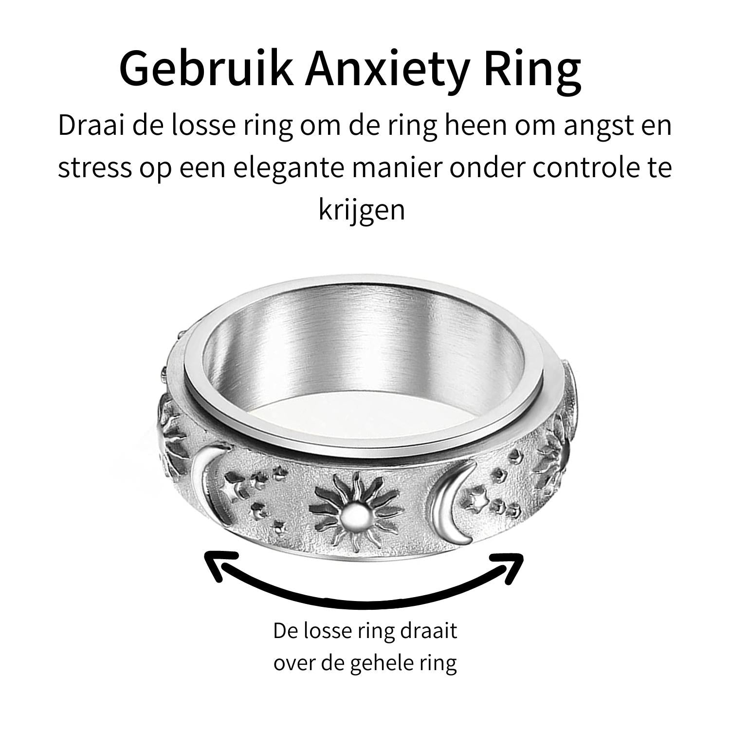 Anxiety Ring (zon maan) Zilver Gebruik