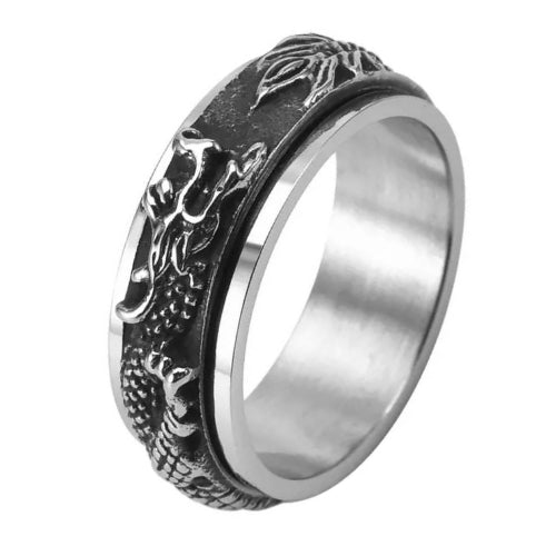 Anxiety ring (Draak) Zilver
