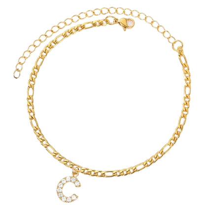 Enkelbandje goud met letter C