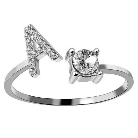 Ring met letter / initial ring zilver 925 - A