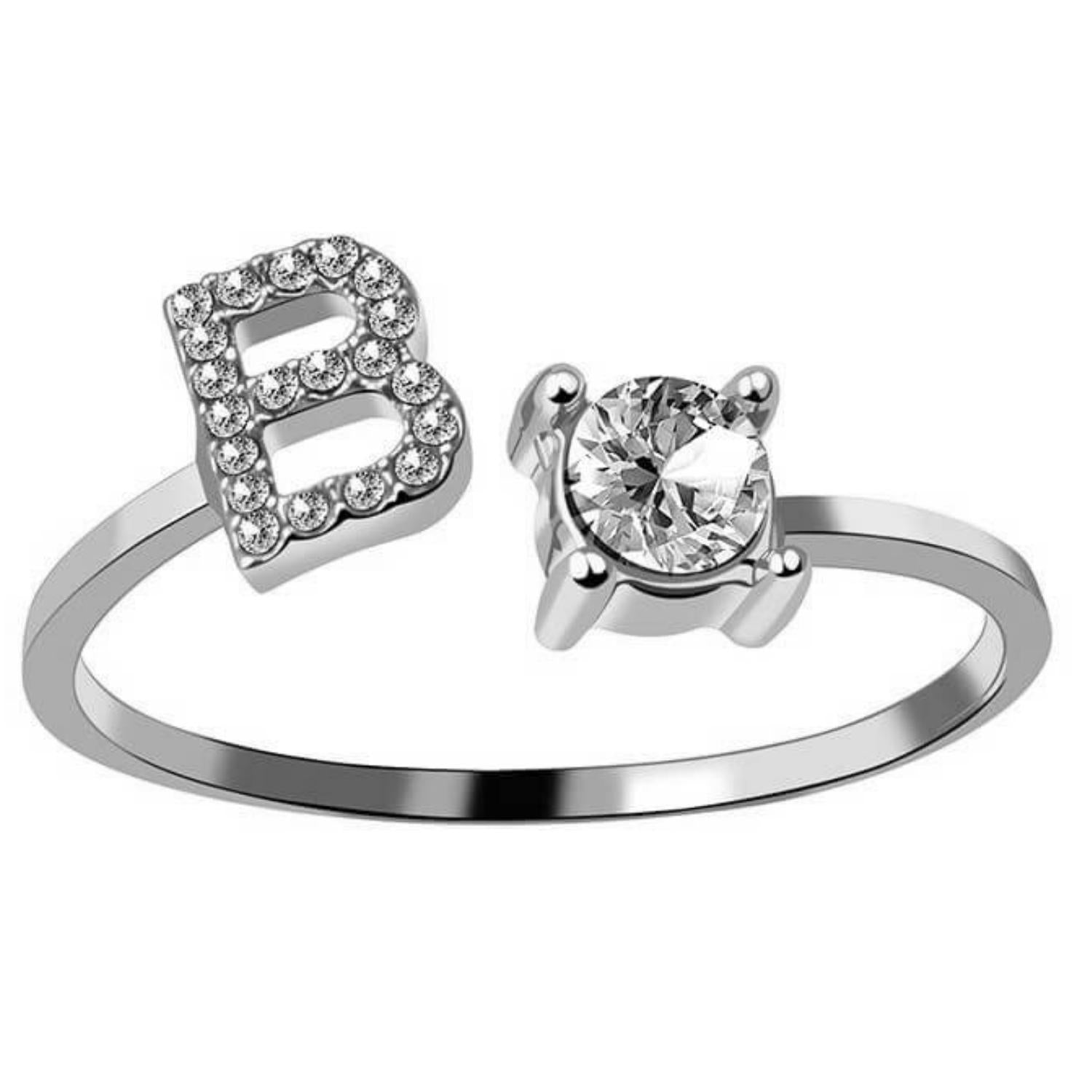Ring met letter / initial ring zilver 925 - B