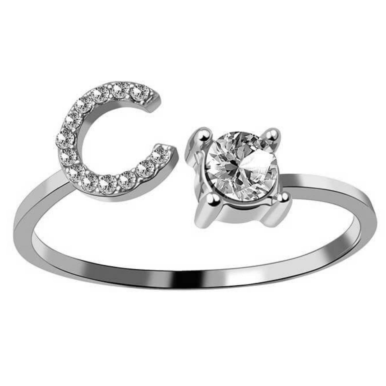Ring met letter / initial ring zilver 925 - C
