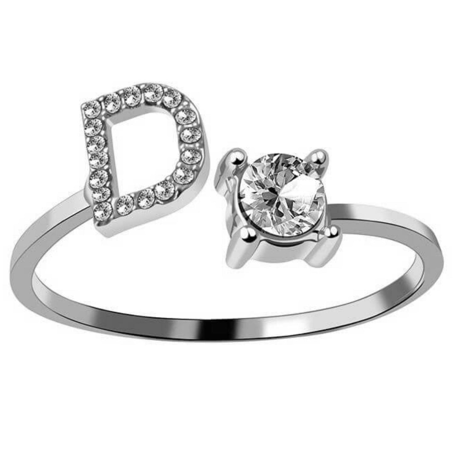 Ring met letter / initial ring zilver 925 - D