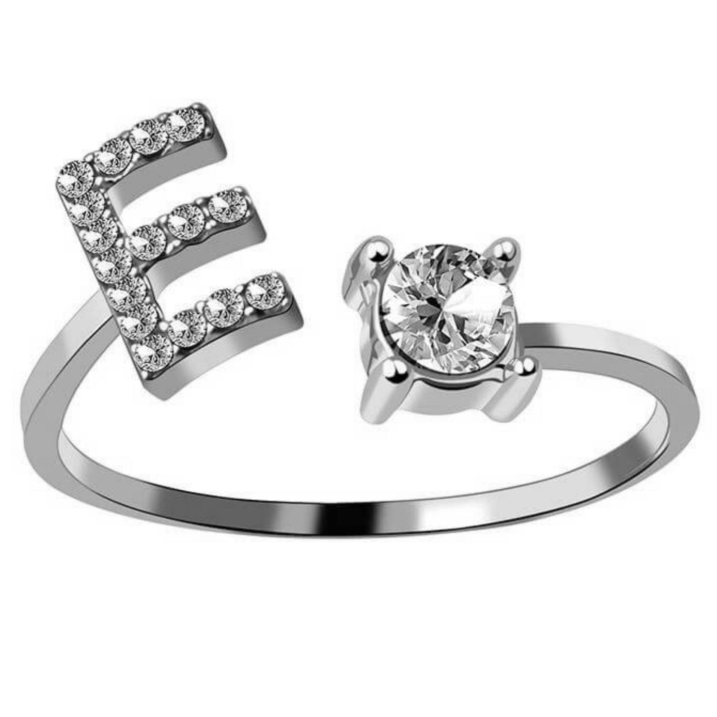 Ring met letter / initial ring zilver 925 - E