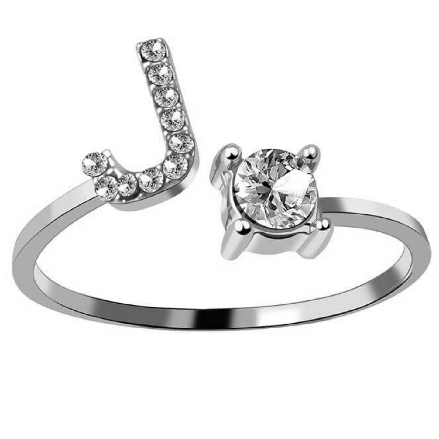 Ring met letter / initial ring zilver 925 - J