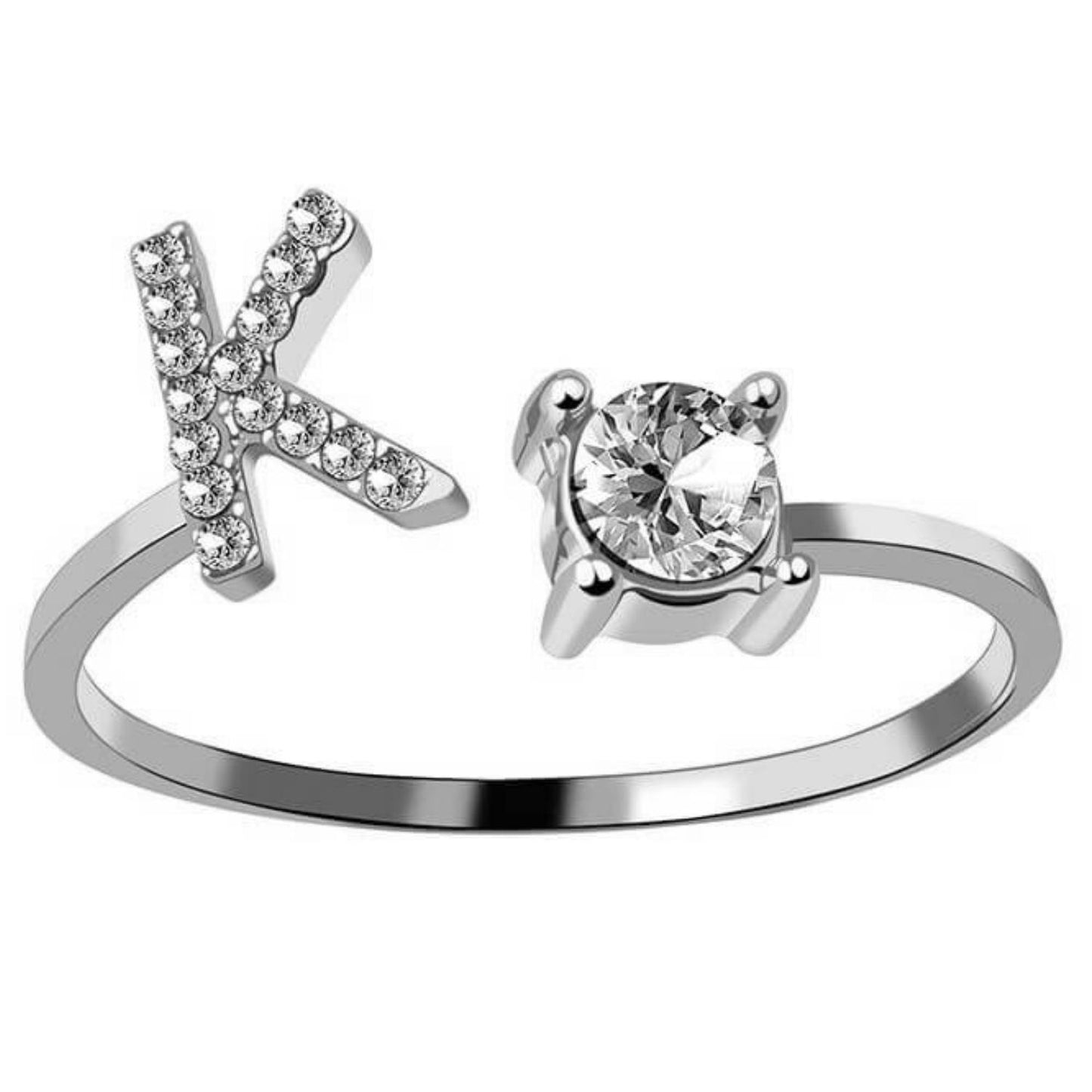 Ring met letter / initial ring zilver 925 - K