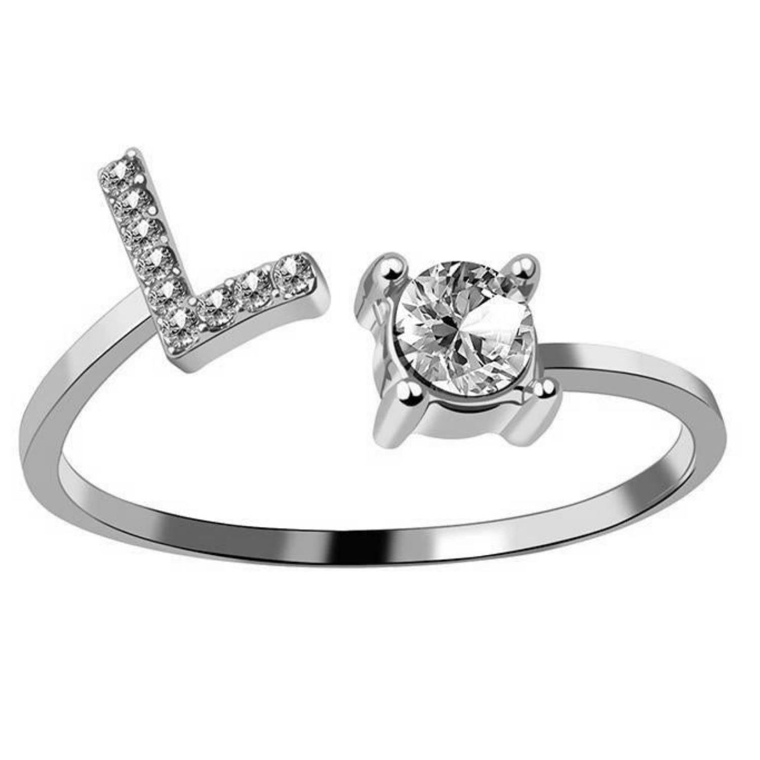 Ring met letter / initial ring zilver 925 - L