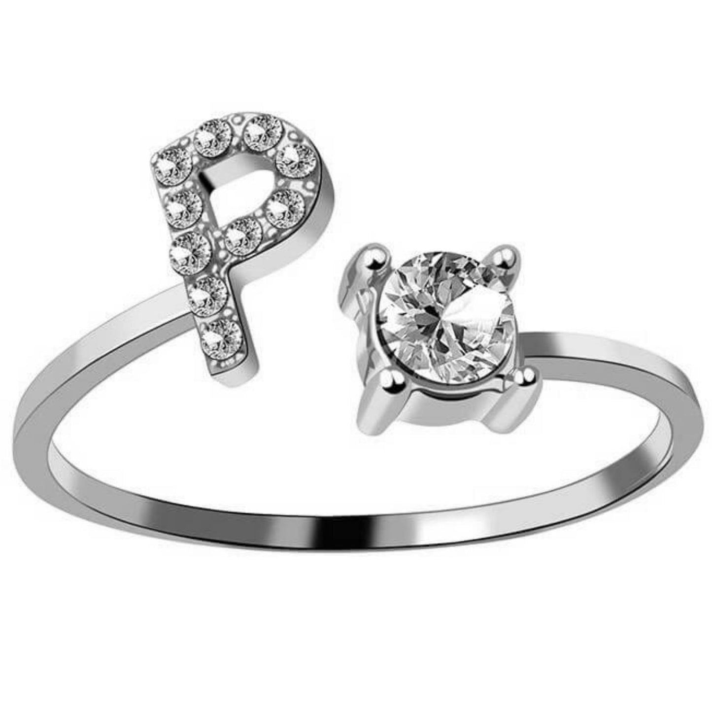 Ring met letter / initial ring zilver 925 - P