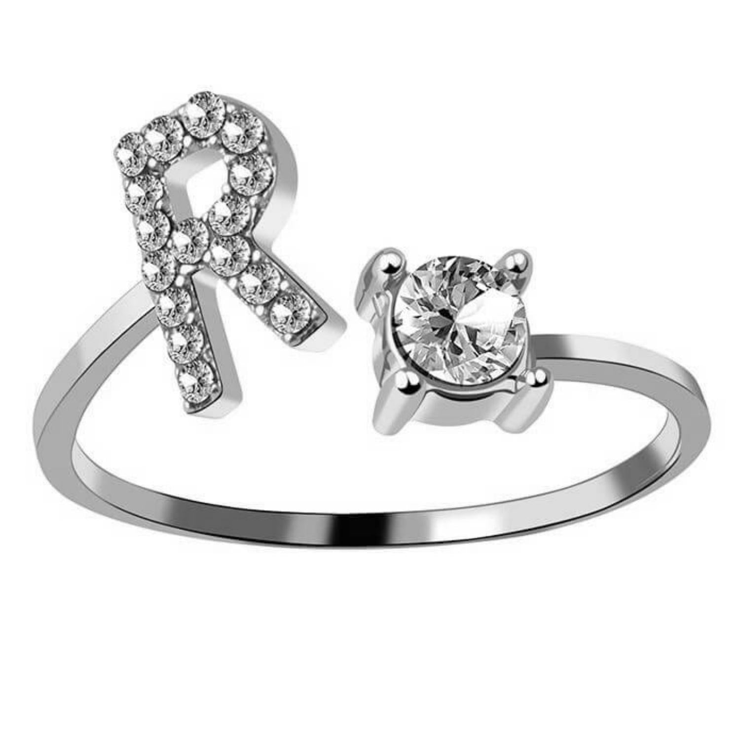 Ring met letter / initial ring zilver 925 - R