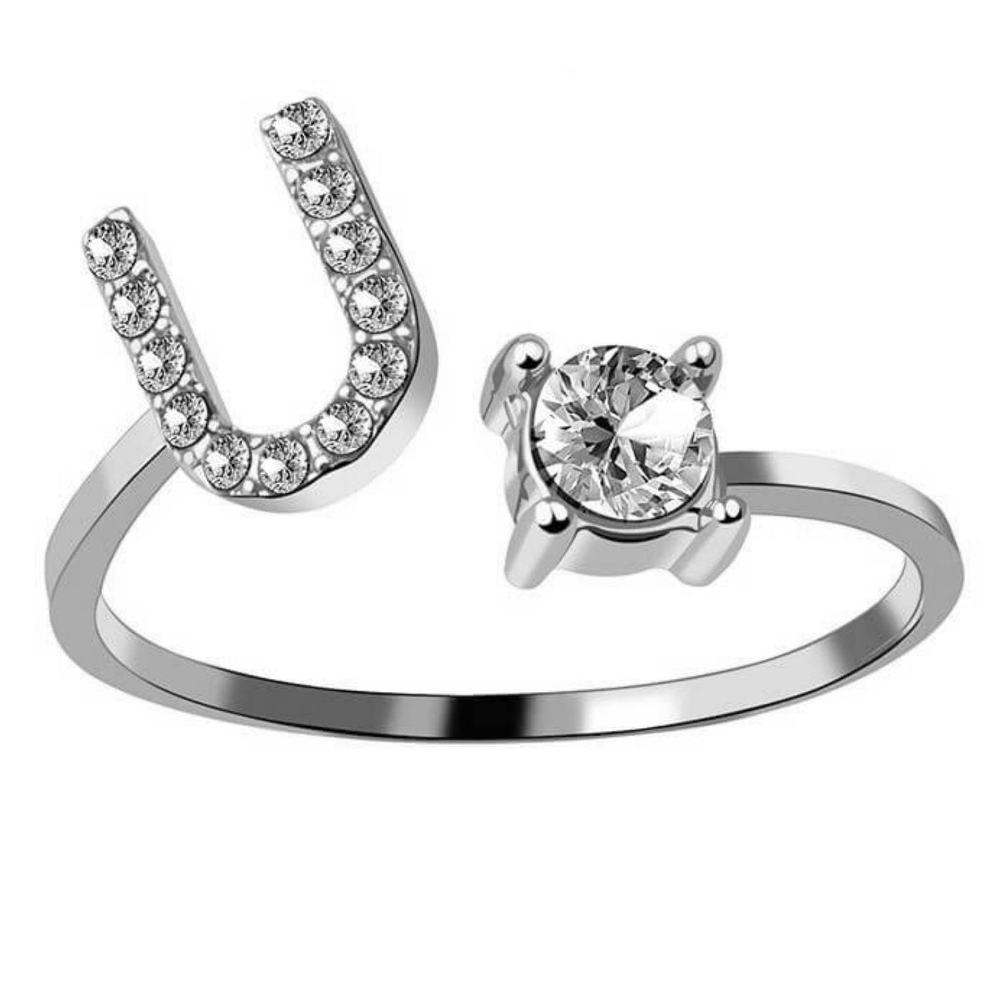 Ring met letter / initial ring zilver 925 - U