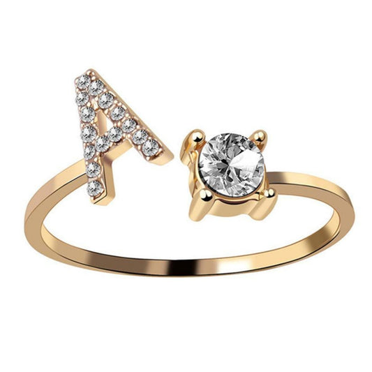 Ring met letter / initial ring zilver 925 Gold Plated - A